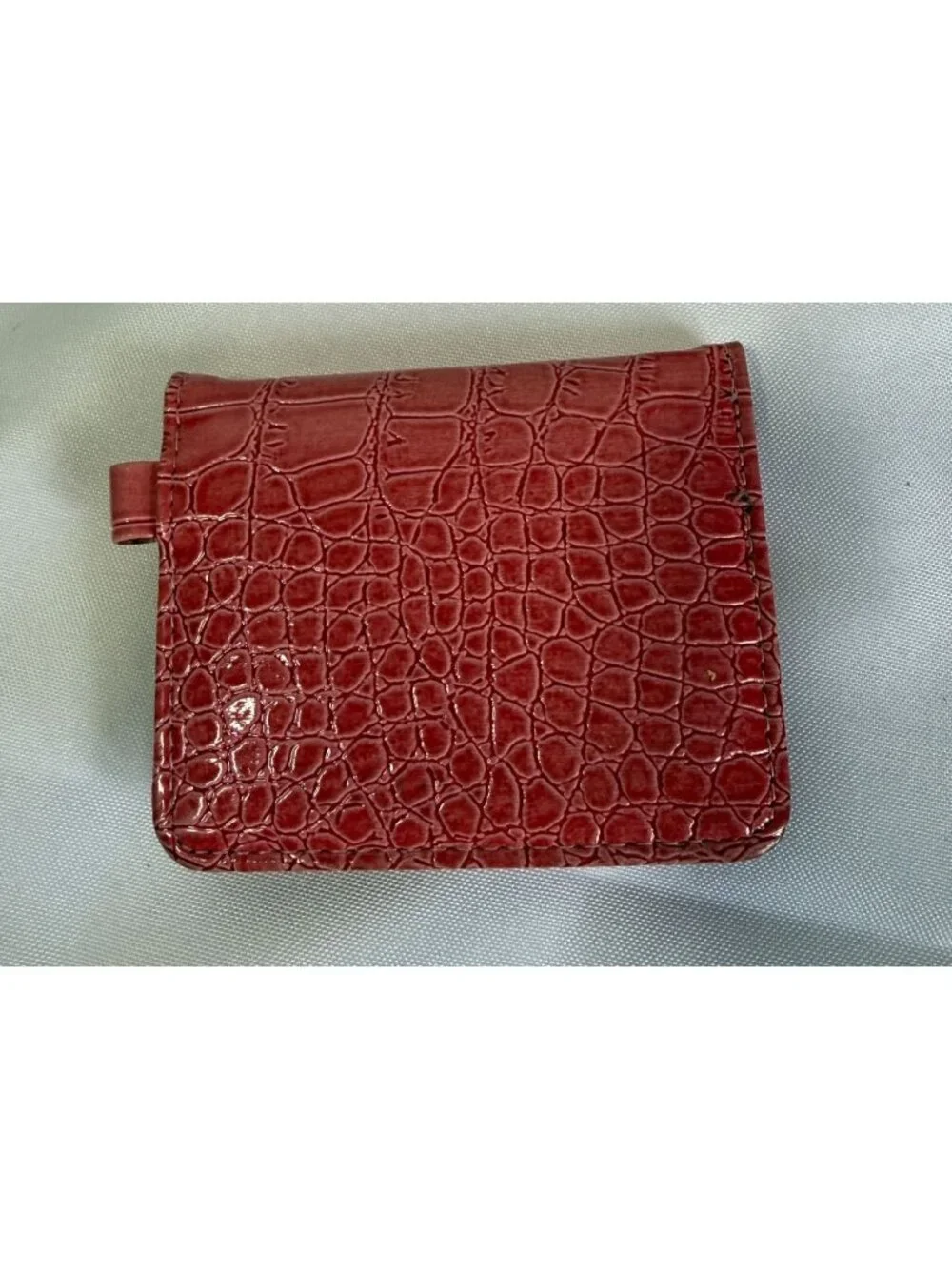 Set Of‎ 2 Mini Wallets Pink Croc Embossed/Black Faux Leather ID Windows